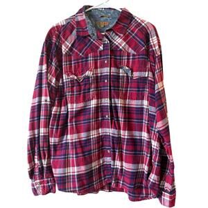 EUC Jachs Girlfriend XXL Women's Flannel Button Down Shirt with roll up sleeves